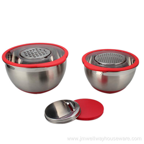 5QT Stainless steel salad cutter bowl set